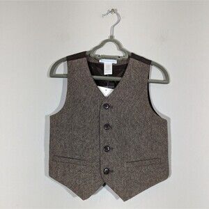 NWT Janie and Jack Little Boys Size 4 Brown Wool Blend Suit Dressy Vest